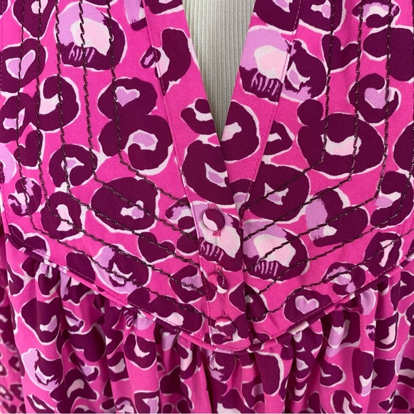 Lilly Pulitzer Brynnly Dress Mandevilla Pink Don't be a Cheetah Sz 8 Long Sleeve - Picture 4 of 16